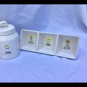 NEW Rae Dunn spring divided dish & canister